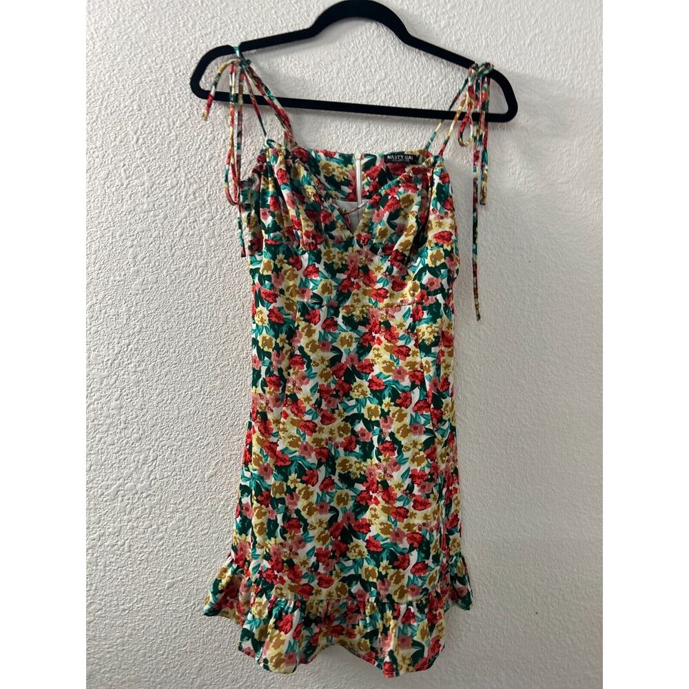 Nasty Gal Floral Strappy Mini Smock Dress Size XS BloomCore Whimsy Fairy